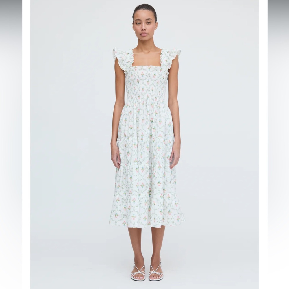 Hill House Ellie Nap White Floral Midi Dress